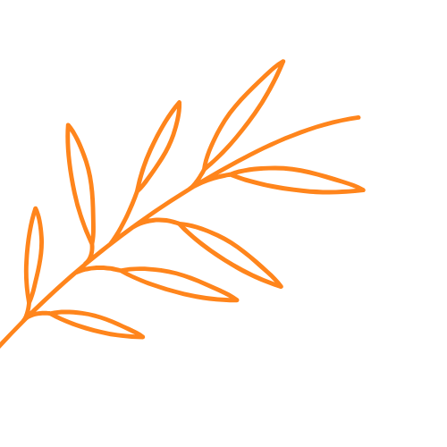 Grafik: Orangener Zweig mit Blättern (Deko-Element)